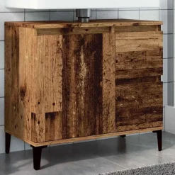Wastafelkasten-vidaXL - Wastafelonderkast - 1 deur 2 lades - Oud hout - Hout - 65x33x60 cm
