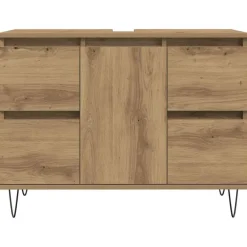 vidaXL - Wastafelonderkast - 1 deur 4 lades - Bewerkt hout - 80x33x60 cm