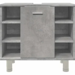 Wastafelkasten-vidaXL - Wastafelonderkast met 1 deur 6 vakken - Betongrijs spaanplaat - 60 cm