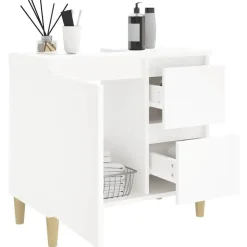 vidaXL - Wastafelonderkast met 1 deur 2 lades - Wit - Hout - 65x33x60 cm
