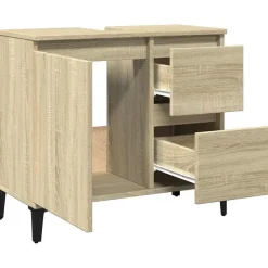 Wastafelkasten-vidaXL - Wastafelonderkast - 1 deur 2 lades - Sonoma eiken - Hout - 65x33x60 cm