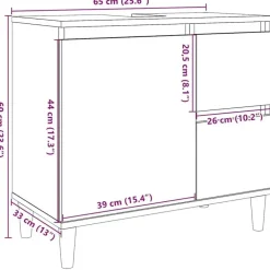 vidaXL - Wastafelonderkast met 1 deur 2 lades - Zwart - Hout - 65x33x60 cm