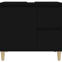 vidaXL - Wastafelonderkast met 1 deur 2 lades - Zwart - Hout - 65x33x60 cm