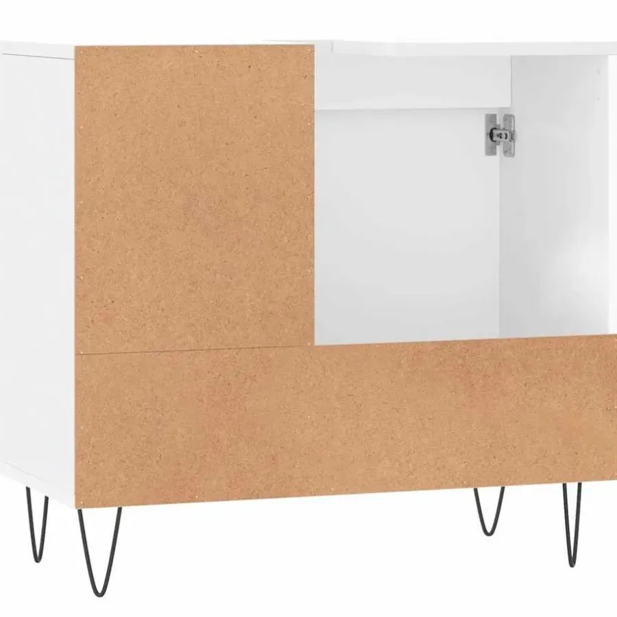 Wastafelkasten-vidaXL - Wastafelonderkast met 2 lades - Wit - Hout en ijzer - 65x33x60 cm