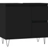 vidaXL - Wastafelonderkast met 2 lades - Zwart - Hout en ijzer - 65x33x60 cm