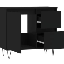 vidaXL - Wastafelonderkast met 2 lades - Zwart - Hout en ijzer - 65x33x60 cm
