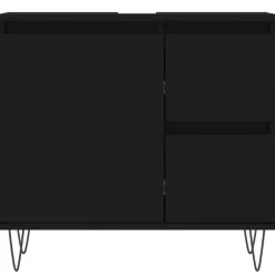 vidaXL - Wastafelonderkast met 2 lades - Zwart - Hout en ijzer - 65x33x60 cm