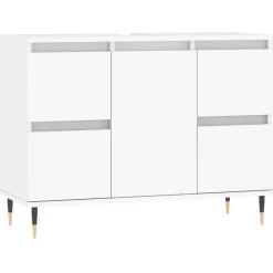 Wastafelkasten-vidaXL - Wit Wastafelonderkast - 1 deur 4 lades - Bewerkt hout - 80x33x60 cm