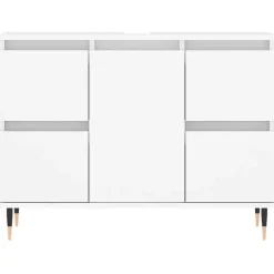 Wastafelkasten-vidaXL - Wit Wastafelonderkast - 1 deur 4 lades - Bewerkt hout - 80x33x60 cm