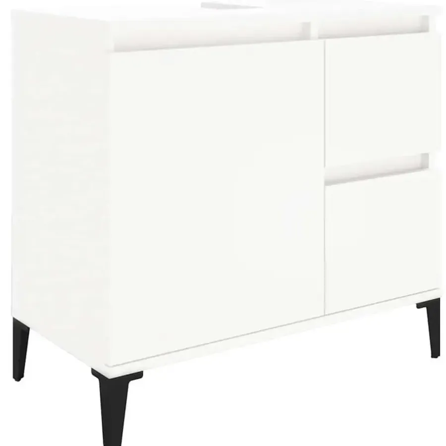 Wastafelkasten-vidaXL - Wit Wastafelonderkast - 1 deur 2 lades - Hout en metaal - 65x33x60 cm