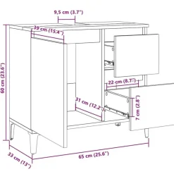 Wastafelkasten-vidaXL - Wit Wastafelonderkast - 1 deur 2 lades - Hout en metaal - 65x33x60 cm