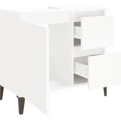Wastafelkasten-vidaXL - Wit Wastafelonderkast - 1 deur 2 lades - Hout en metaal - 65x33x60 cm