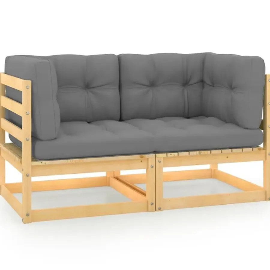 Palletbanken-vidaXL - 2-zits Bank - Grijs - Grenenhout