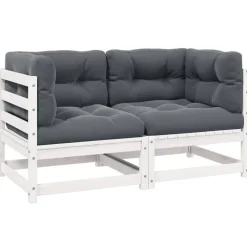 Palletbanken|Tuinbanken-vidaXL - 2-zits Bank - Wit - Grenenhout