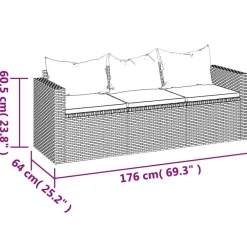 Loungebanken-vidaXL - 3-zits Tuinbank - Zwart - Poly rattan
