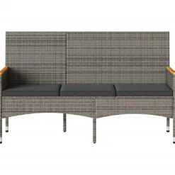 Loungebanken-vidaXL - 3-zits Tuinbank met kussens - Grijs poly rattan - 140x54x85 cm