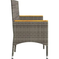 Loungebanken-vidaXL - 3-zits Tuinbank met kussens - Grijs poly rattan - 140x54x85 cm