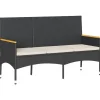 Loungebanken-vidaXL - 3-zits Tuinbank met kussens - Zwart poly rattan - 140x54x85 cm