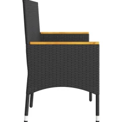 Loungebanken-vidaXL - 3-zits Tuinbank met kussens - Zwart poly rattan - 140x54x85 cm
