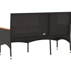 Loungebanken-vidaXL - 3-zits Tuinbank met kussens - Zwart poly rattan - 140x54x85 cm