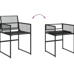 Tuinsets-vidaXL - 4-zits Tuinset - Inklapbaar - Zwart - PE rattan - 110x107 cm