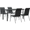 vidaXL - 4-zits Tuinset - Zwart - Textileen met voering en staal - 160x80 cm