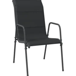 vidaXL - 4-zits Tuinset - Zwart - Textileen met voering en staal - 160x80 cm