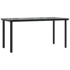 vidaXL - 4-zits Tuinset - Zwart - Textileen met voering en staal - 160x80 cm