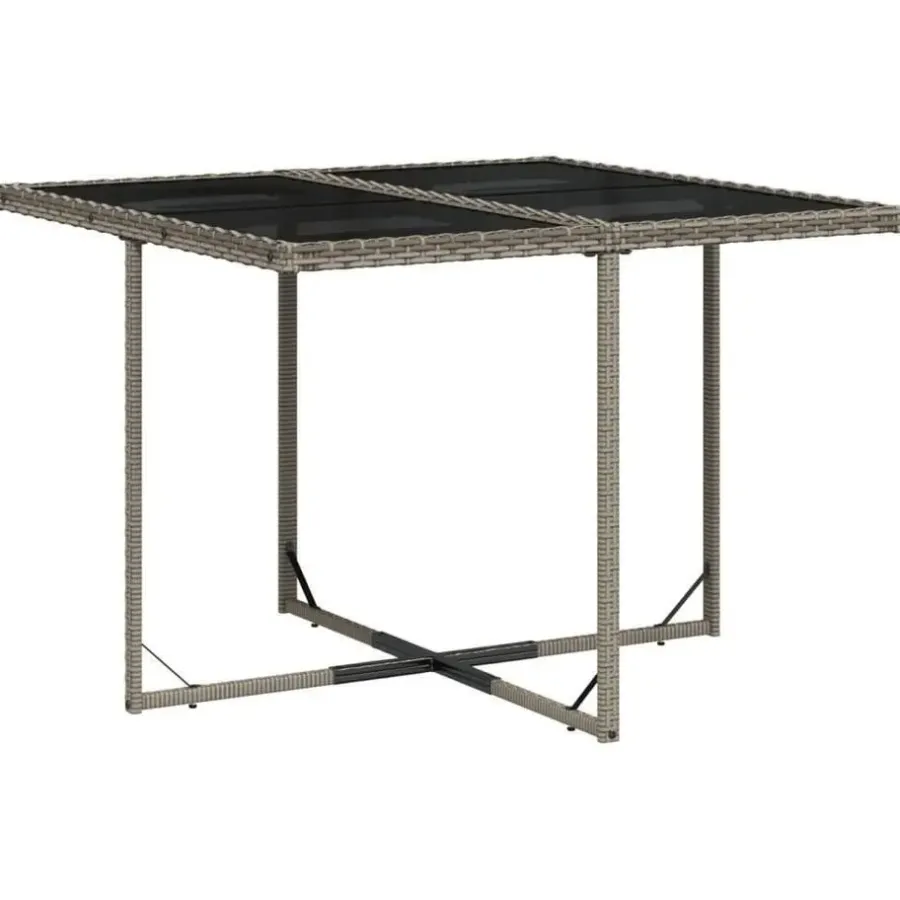Tuinsets-vidaXL - 8-zits Tuinset donkergrijs kussens - Grijs - PE rattan - 110x106 cm