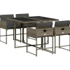 Tuinsets-vidaXL - 4-zits Tuinset donkergrijs kussens - Grijs - Poly rattan - 110x106 cm