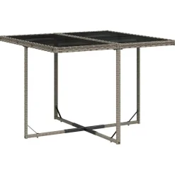 Tuinsets-vidaXL - 4-zits Tuinset donkergrijs kussens - Grijs - Poly rattan - 110x106 cm