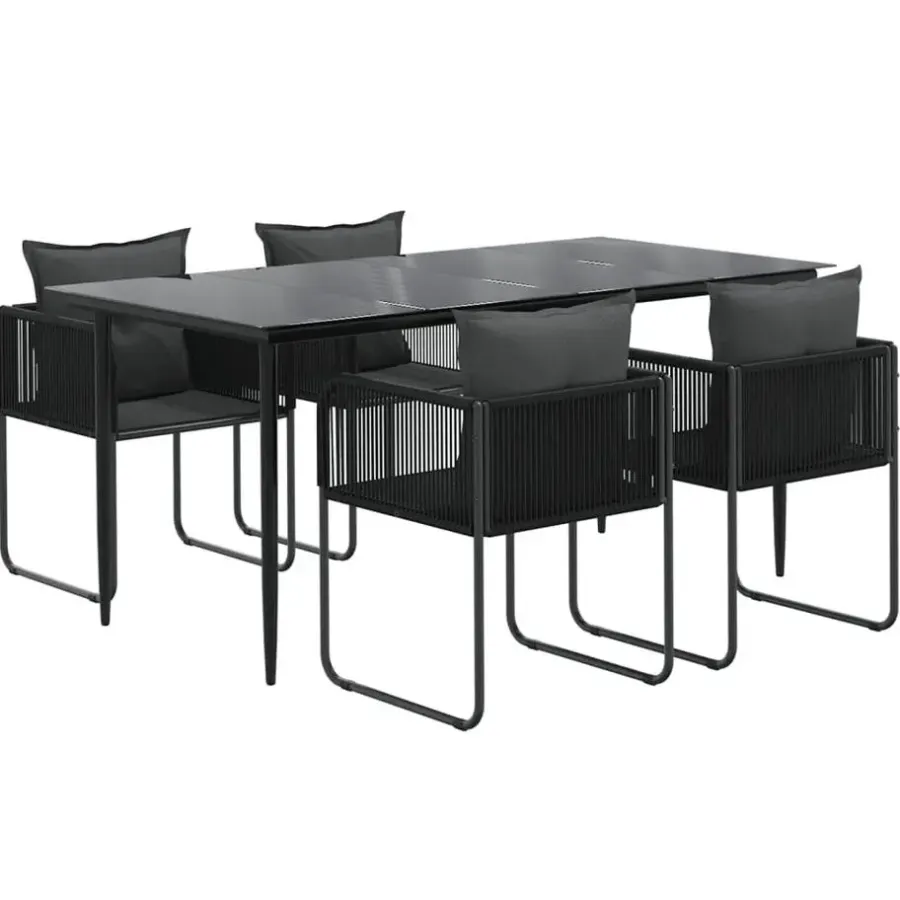 vidaXL - 4-zits Tuinset met kussens - Zwart PE rattan en staal - 160x80 cm