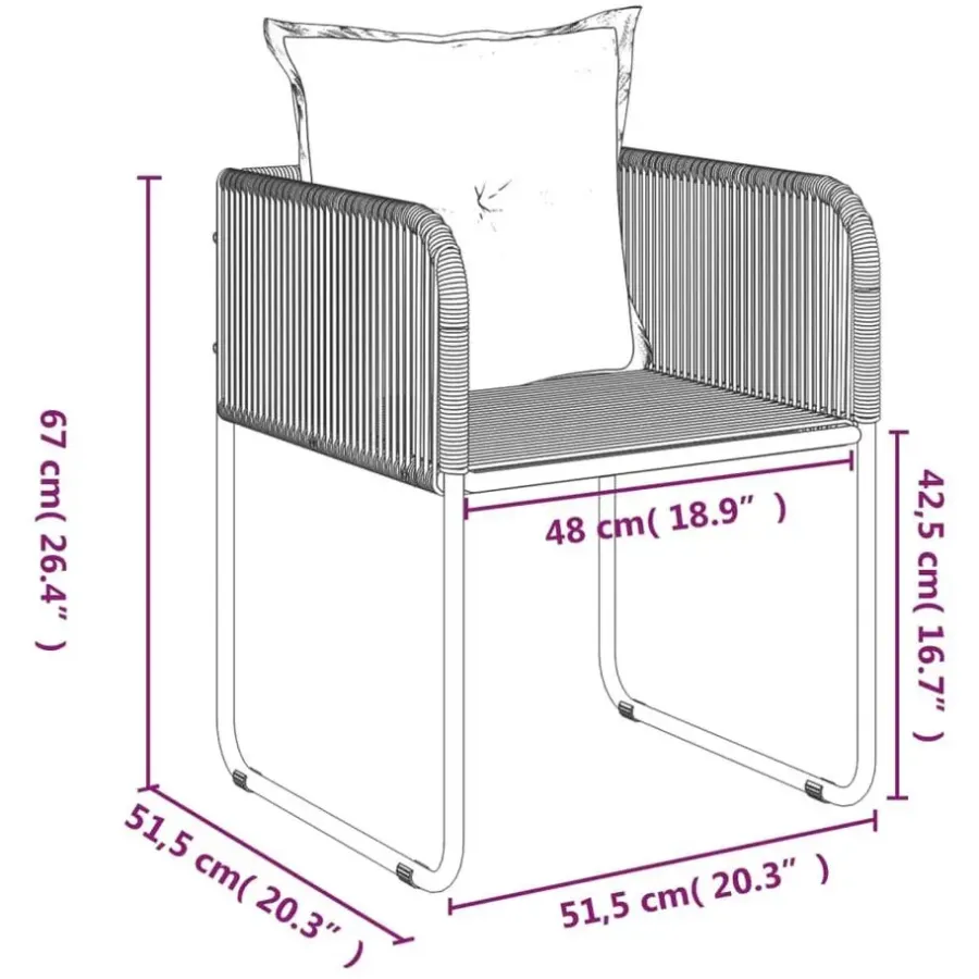 vidaXL - 4-zits Tuinset met kussens - Zwart PE rattan en staal - 160x80 cm