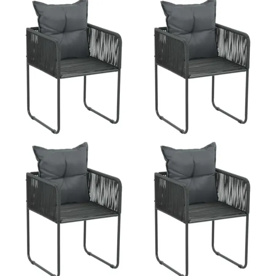 vidaXL - 4-zits Tuinset met kussens - Zwart PE rattan en staal - 160x80 cm