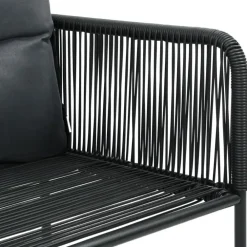 vidaXL - 4-zits Tuinset met kussens - Zwart PE rattan en staal - 160x80 cm