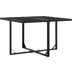vidaXL - 4-zits Tuinset wit kussens - Inklapbaar - Zwart PE rattan - 110x107 cm