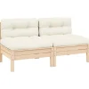 Palletbanken|Tuinbanken-vidaXL - 2-zitsbank - Crème - Grenenhout