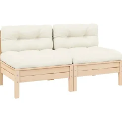Palletbanken|Tuinbanken-vidaXL - 2-zitsbank - Crème - Grenenhout