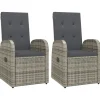 vidaXL - Zitstoel - Grijs - Poly rattan - 2 stuks