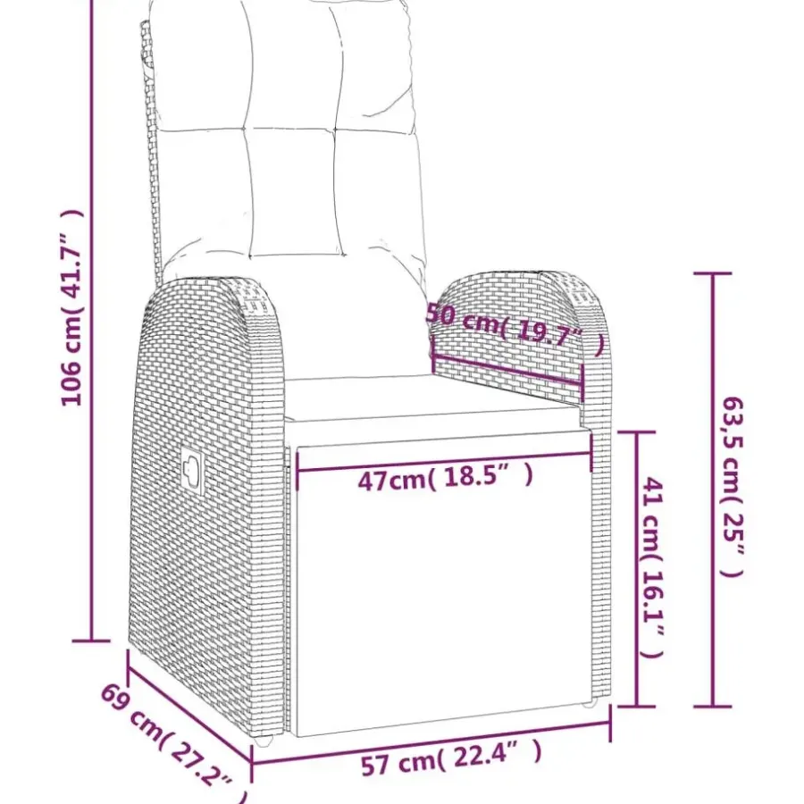 Tuinstoelen-vidaXL - Zitstoel - Zwart - Poly rattan