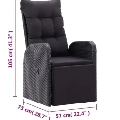 Tuinstoelen-vidaXL - Zitstoel - Zwart - Poly rattan
