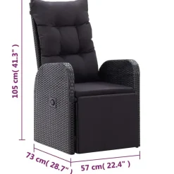 Tuinstoelen-vidaXL - Zitstoel - Zwart - Poly rattan