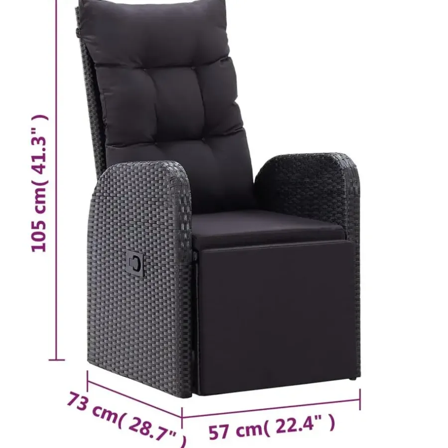Tuinstoelen-vidaXL - Zitstoel - Zwart - Poly rattan