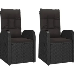 Tuinstoelen-vidaXL - Zitstoel - Zwart - Poly rattan - 2 stuks