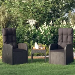 Tuinstoelen-vidaXL - Zitstoel - Zwart - Poly rattan - 2 stuks