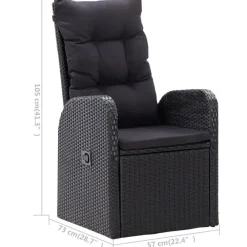Tuinstoelen-vidaXL - Zitstoel - Zwart - Poly rattan - 2 stuks