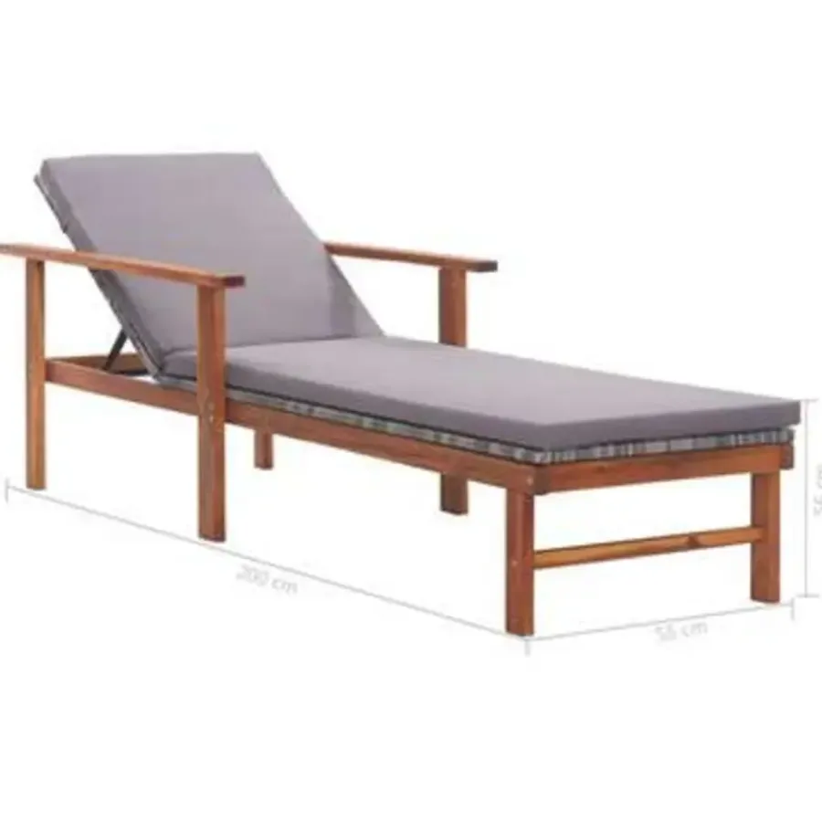 Ligbedden-vidaXL - Zonnebed - Grijs - Poly rattan