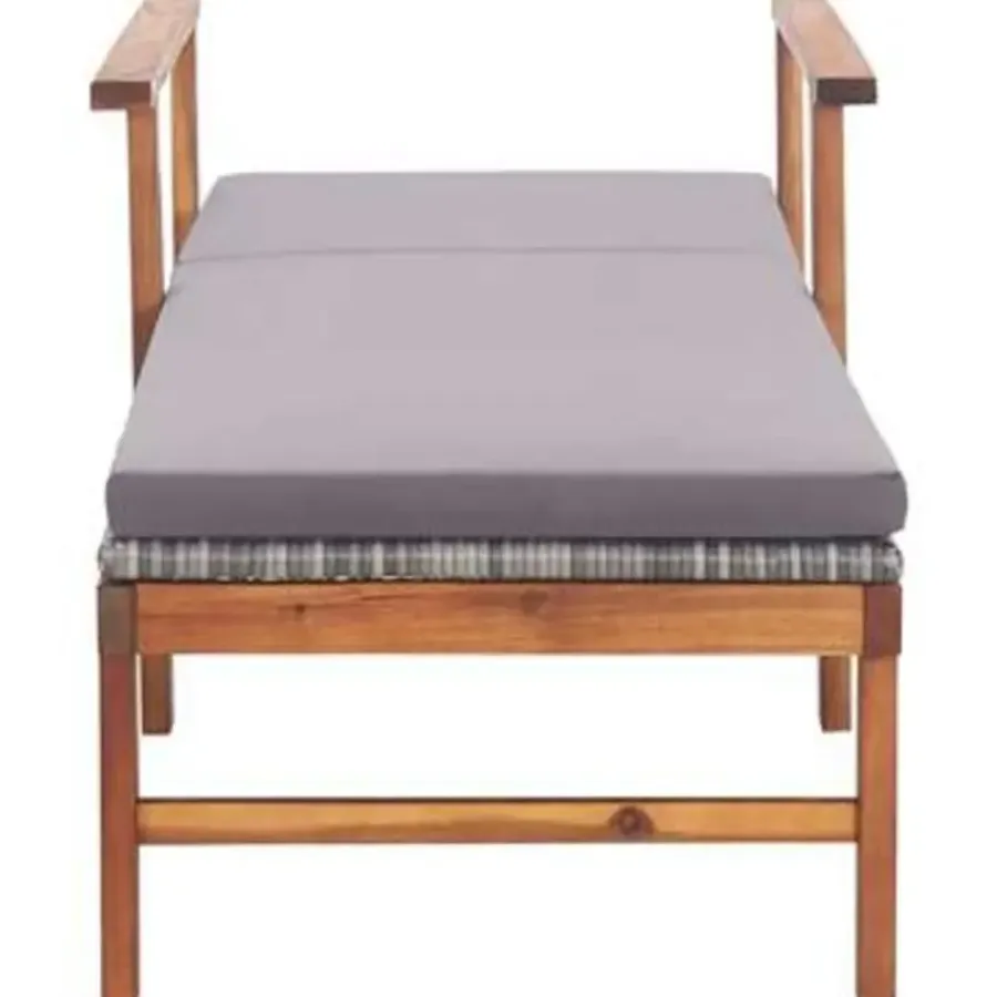 Ligbedden-vidaXL - Zonnebed - Grijs - Poly rattan