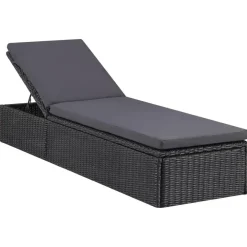 Ligbedden-vidaXL - Zonnebed - Zwart - Poly rattan