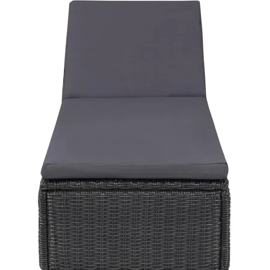 Ligbedden-vidaXL - Zonnebed - Zwart - Poly rattan